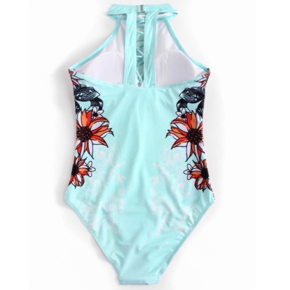 *LAST1* BLUE FLORAL MONOKINI - Picture 5 of 7